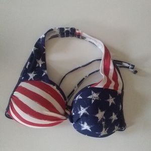 Xhilaration American Flag Padded Push Up Bikini Top Sz Medium